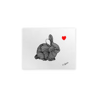 Line Pattern illustration of a bunny with a red heart on a white background