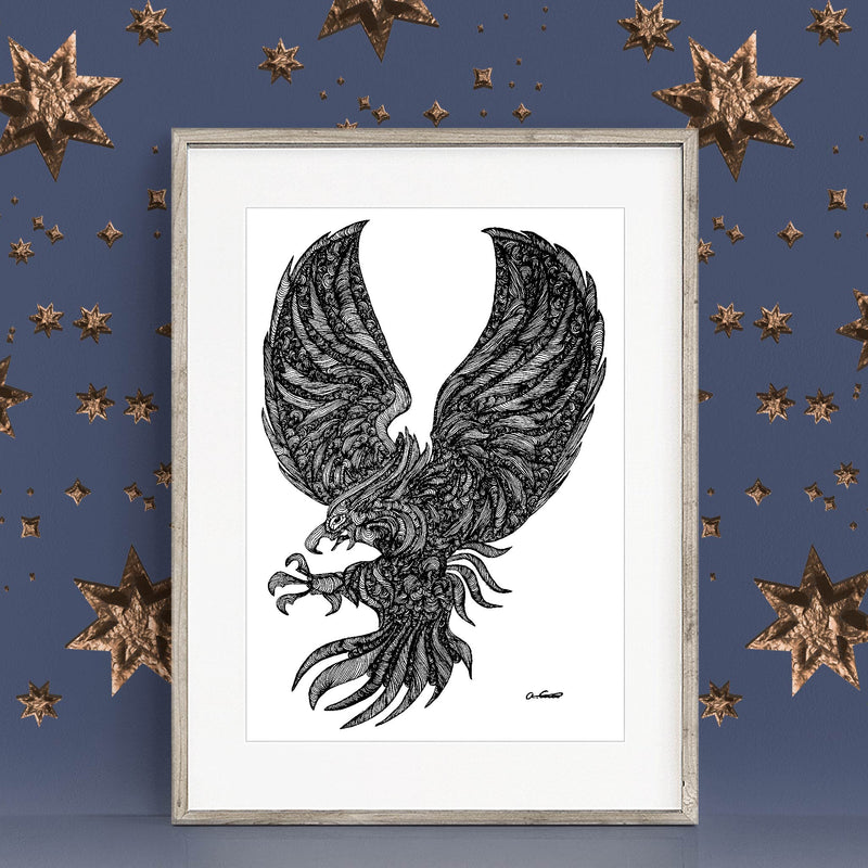 BlackandWhitePhoenixArtPrint-01