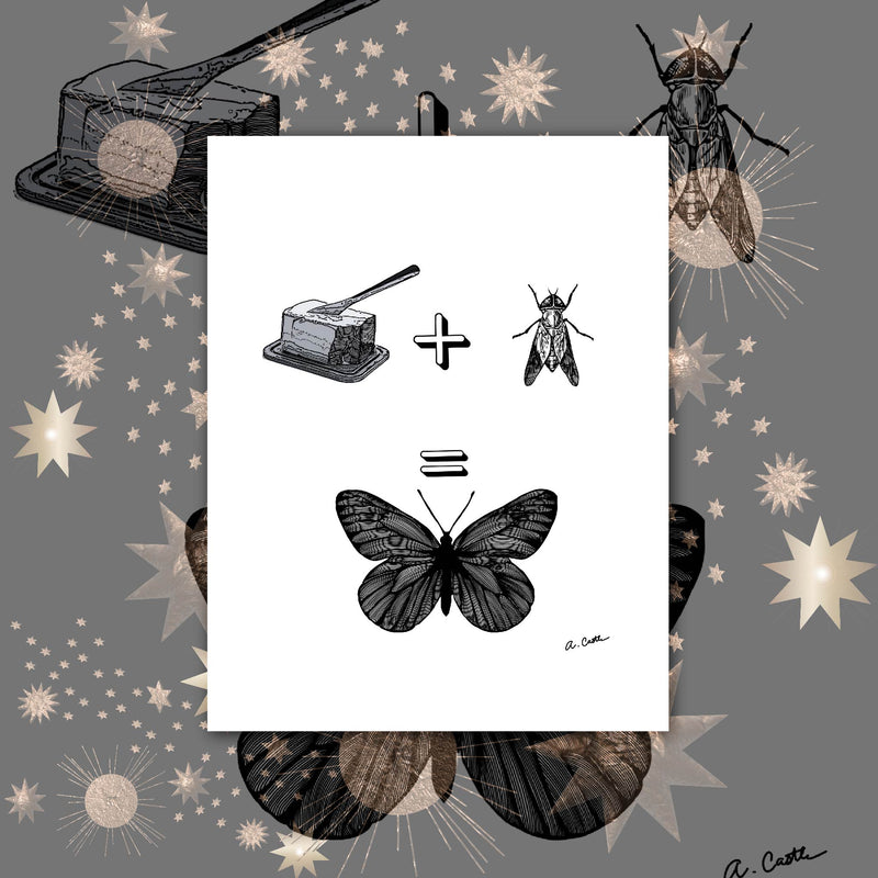 Product Photo of Butter + Fly = Butterfly Art Print